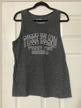 ⭐️⭐️ Tybee Island Gray Graphic Tank Top - Funky Fish Georgia - size Large